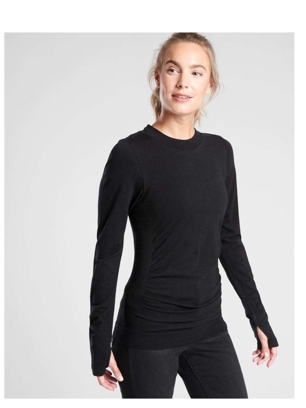 Athleta Foresthill Ascent Merino Wool Black Small Merino Wool Shirt Base-Layer